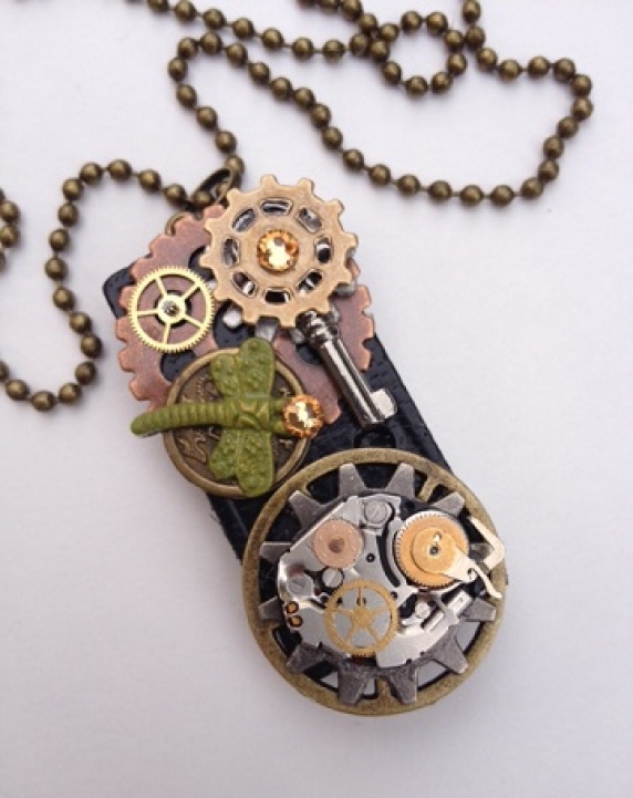 Steampunk Altered Domino Tile Necklace