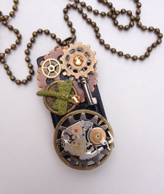Steampunk Altered Domino Tile Necklace