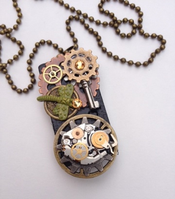 Steampunk Altered Domino Tile Necklace