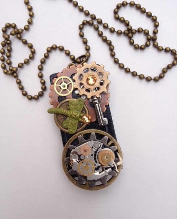 Steampunk Altered Domino Tile Necklace