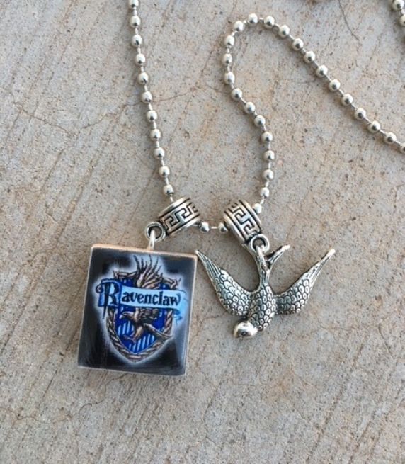 Ravenclaw House Crest Harry Potter Scrabble Tile Charm Necklace