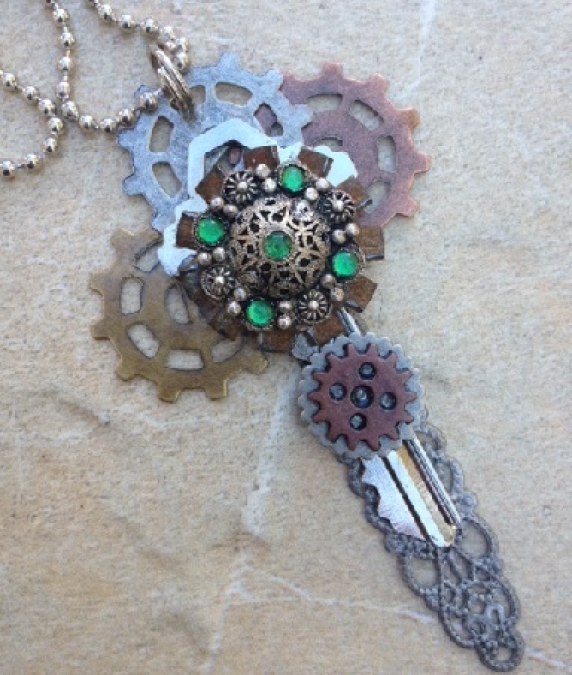 Steampunk Recycled Key Necklace
