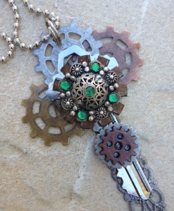 Steampunk Recycled Key Necklace