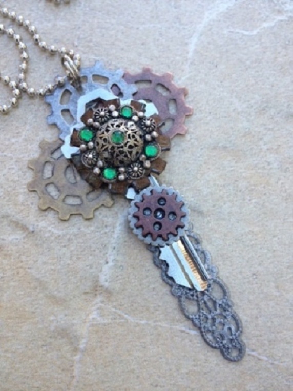 Steampunk Recycled Key Necklace