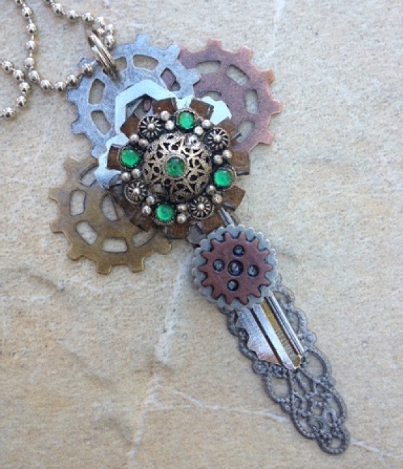 Steampunk Recycled Key Necklace