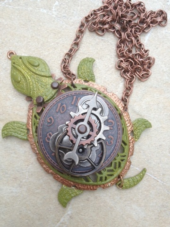 Steampunk Turtle Pendant Necklace