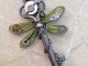 Dragonfly in Olive Green Steampunk Dragonfly Skeleton Key Necklace