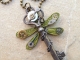 Steampunk Dragonfly Skeleton Key Necklace