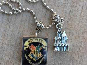 Hogwarts School Crest Scrabble Tile Charm Necklace