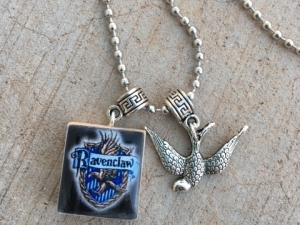 Ravenclaw House Crest Harry Potter Scrabble Tile Charm Necklace